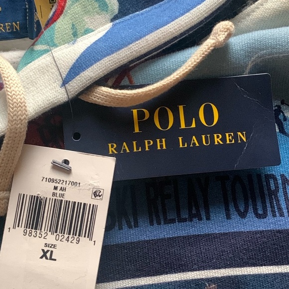 Men’s Polo Ralph Lauren Ski-Theme Fleece Patchwork Hoodie Men’s Size XL NWT - Picture 10 of 10